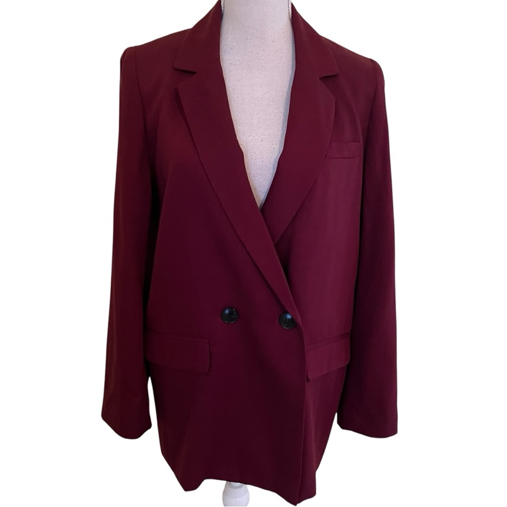 Madewell Burgundy "Caldwell" Drapeweave Double Breasted Blazer M